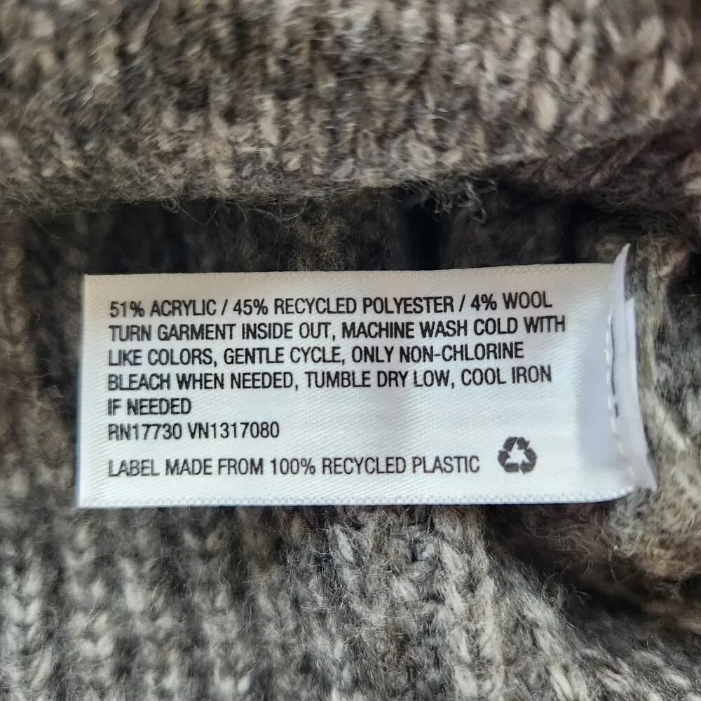 A New Day Ski Sweater Womens Medium Gray High Neck Wool Blend